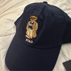 Polo Ralph Lauren Bear Chino Baseball Cap w/ Leather Strap | Navy Blue | New